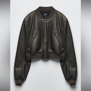 NWT Zara Faux Leather Bomber M